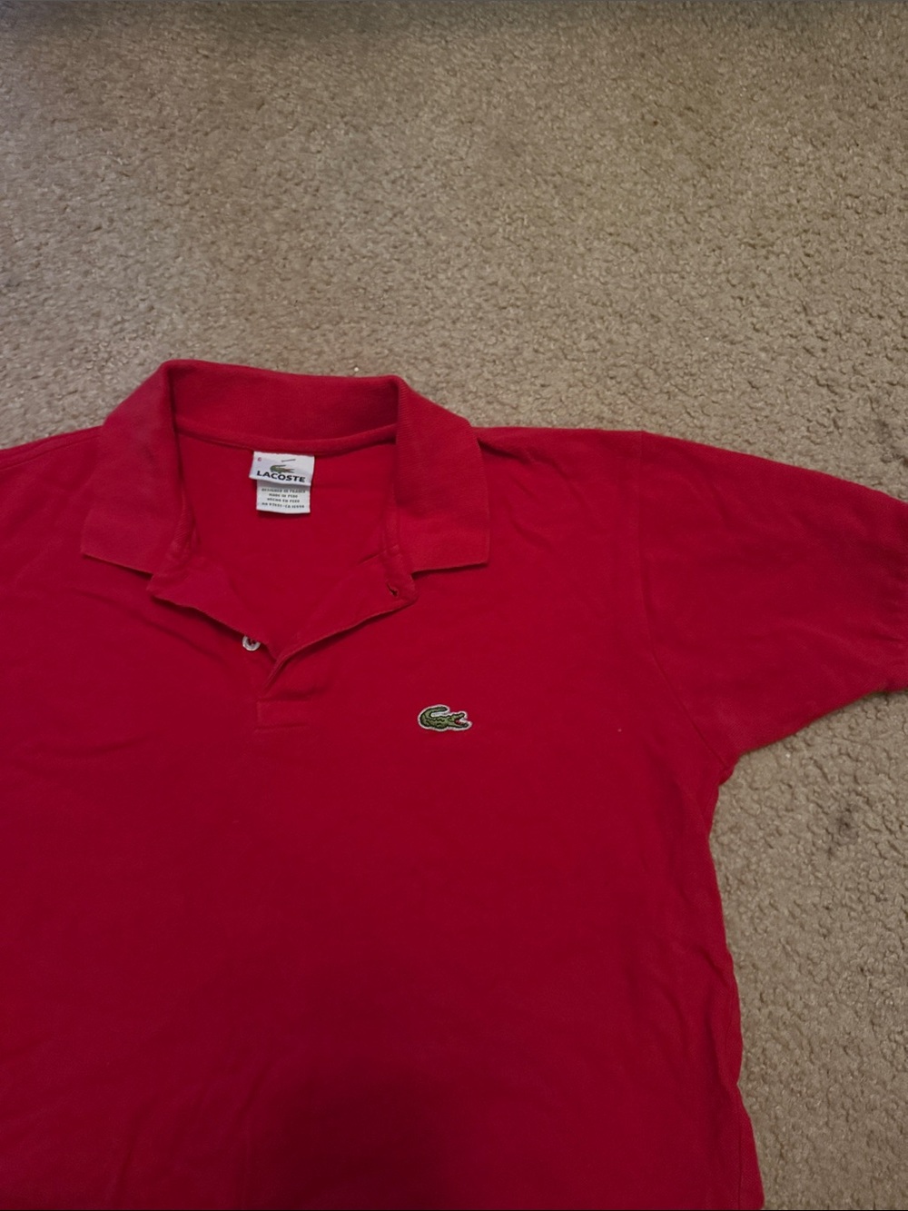 Lacoste Red Short Sleeve Polo with Crocodile Logo